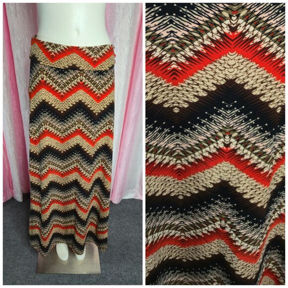 Hot Kiss Aztec Pull-On Super Soft Stretch Maxi Skirt Size Small Medium - Picture 1 of 8